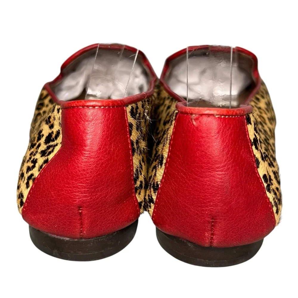 Donald J Pliner Denda Leather Leopard Print Loafers Flats Womens 7.5 Red Accents